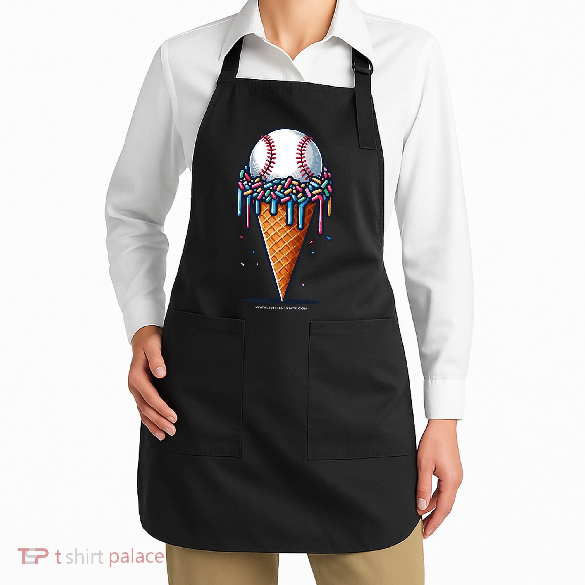 Baseball Drip Ice Cream Cone With Sprinkles Apron
