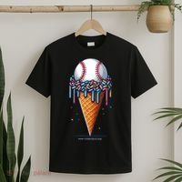 Baseball Drip Ice Cream Cone With Sprinkles T-Shirt thumb 2