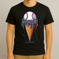 Baseball Drip Ice Cream Cone With Sprinkles T-Shirt thumb 3