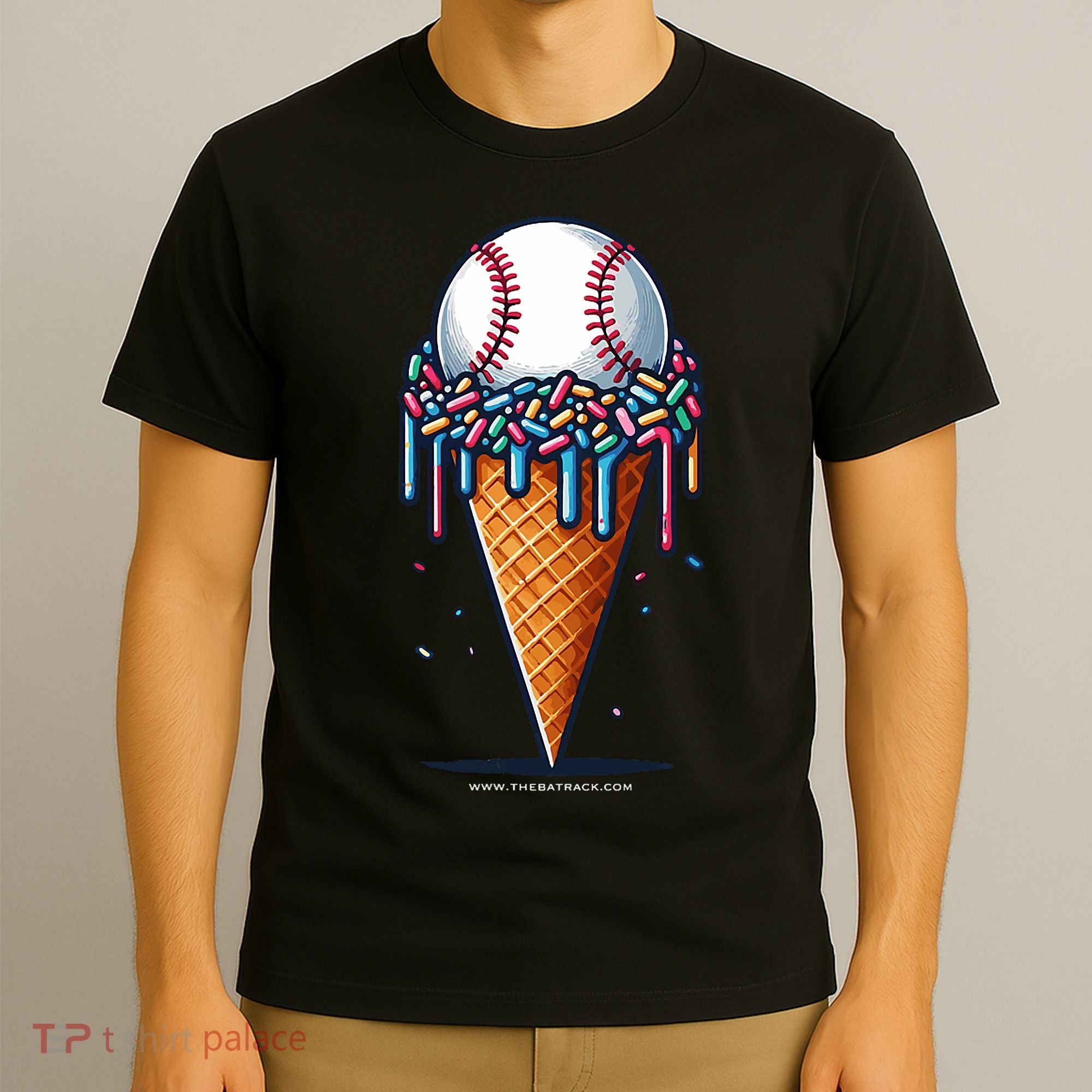 Baseball Drip Ice Cream Cone With Sprinkles T-Shirt