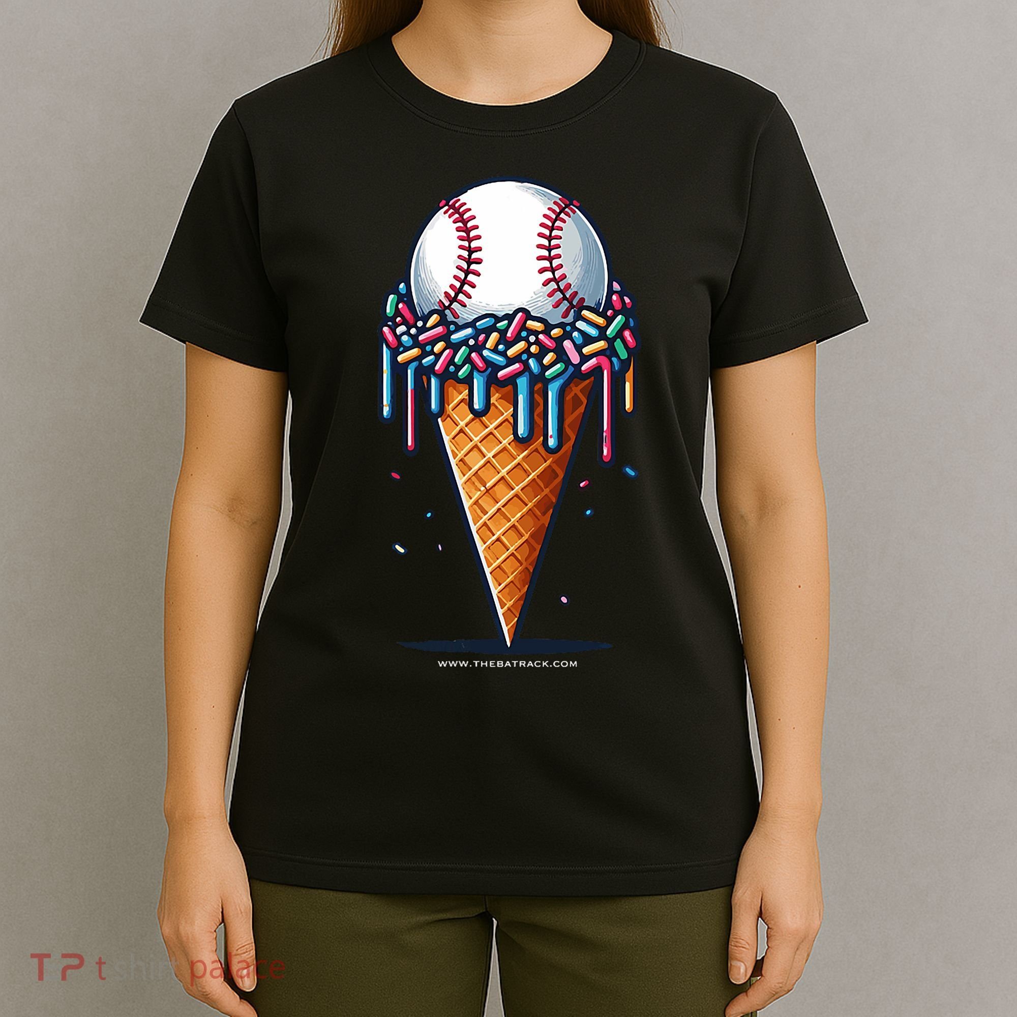 Baseball Drip Ice Cream Cone With Sprinkles T-Shirt