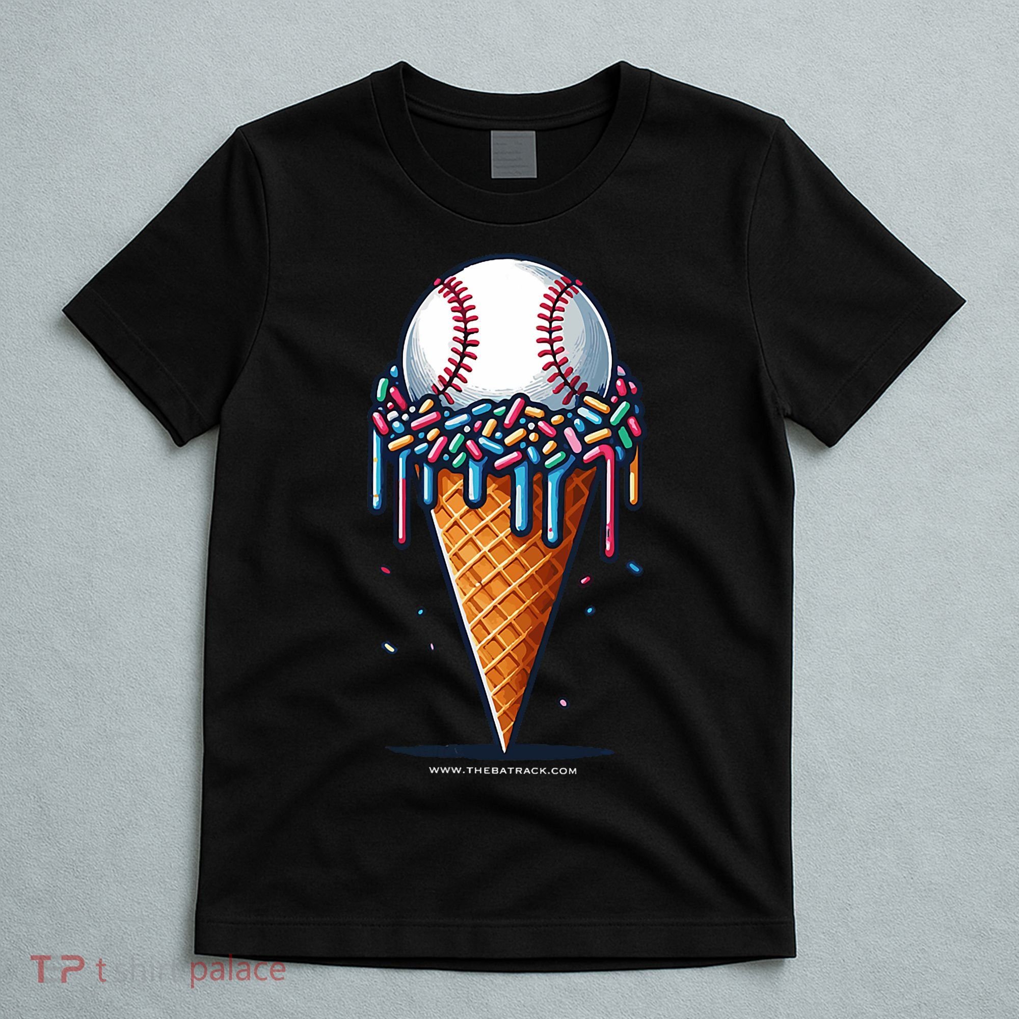 Baseball Drip Ice Cream Cone With Sprinkles T-Shirt