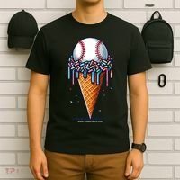 Baseball Drip Ice Cream Cone With Sprinkles T-Shirt thumb 6