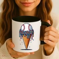 Baseball Drip Ice Cream Cone With Sprinkles Coffee Mug thumb 3