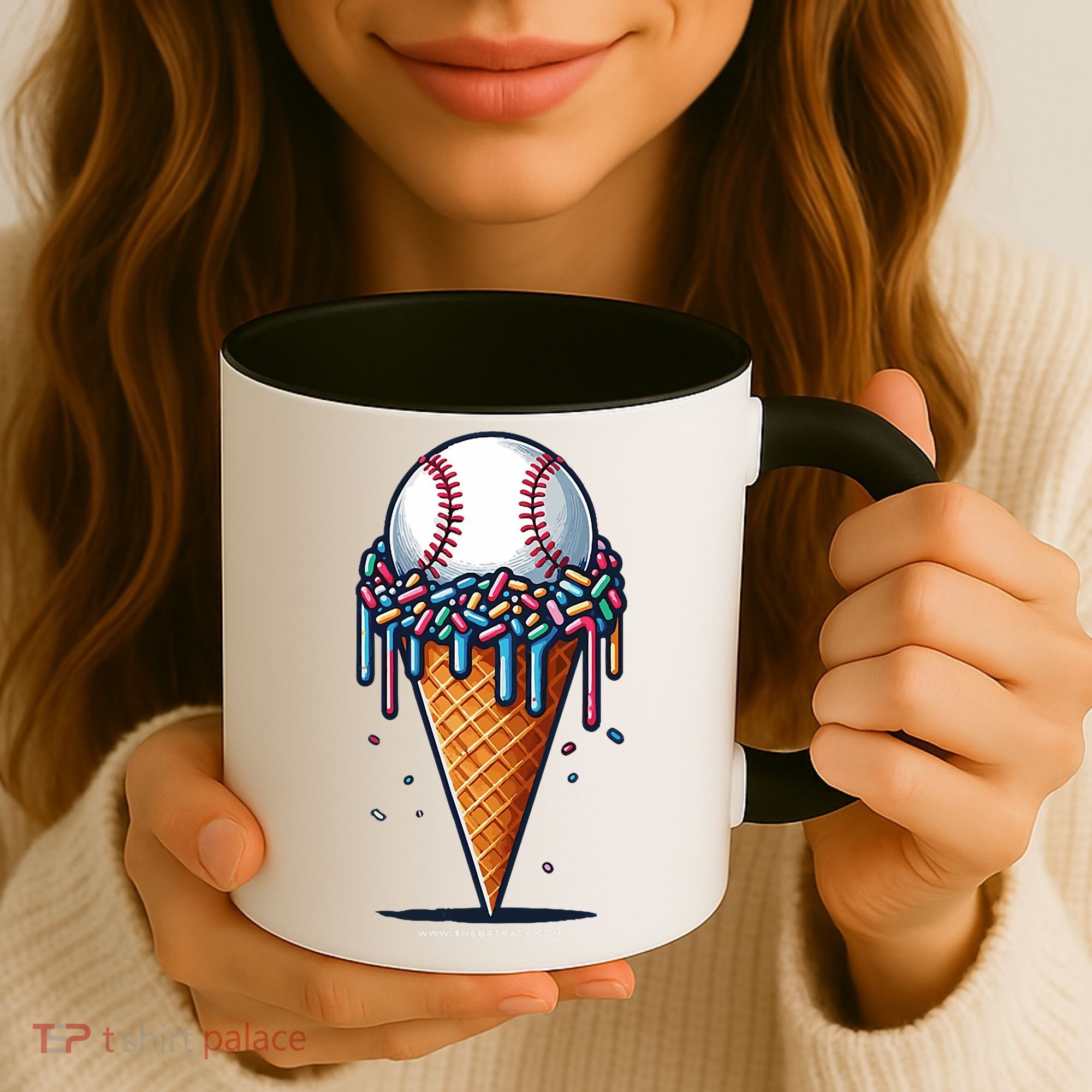 Baseball Drip Ice Cream Cone With Sprinkles Coffee Mug