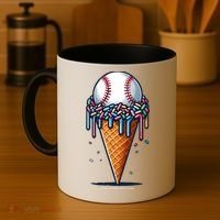 Baseball Drip Ice Cream Cone With Sprinkles Coffee Mug thumb 4