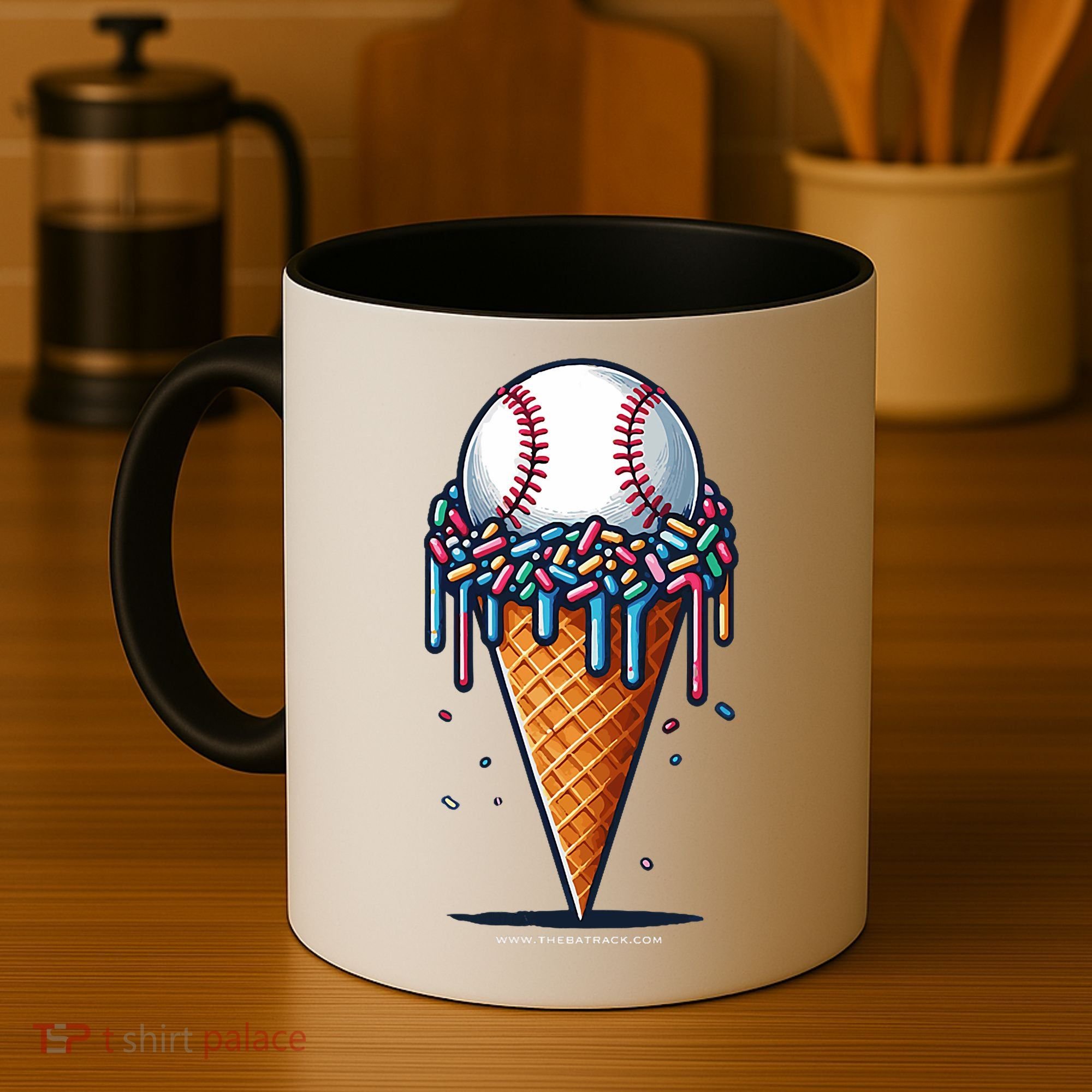 Baseball Drip Ice Cream Cone With Sprinkles Coffee Mug