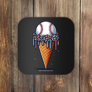Baseball Drip Ice Cream Cone With Sprinkles Coaster