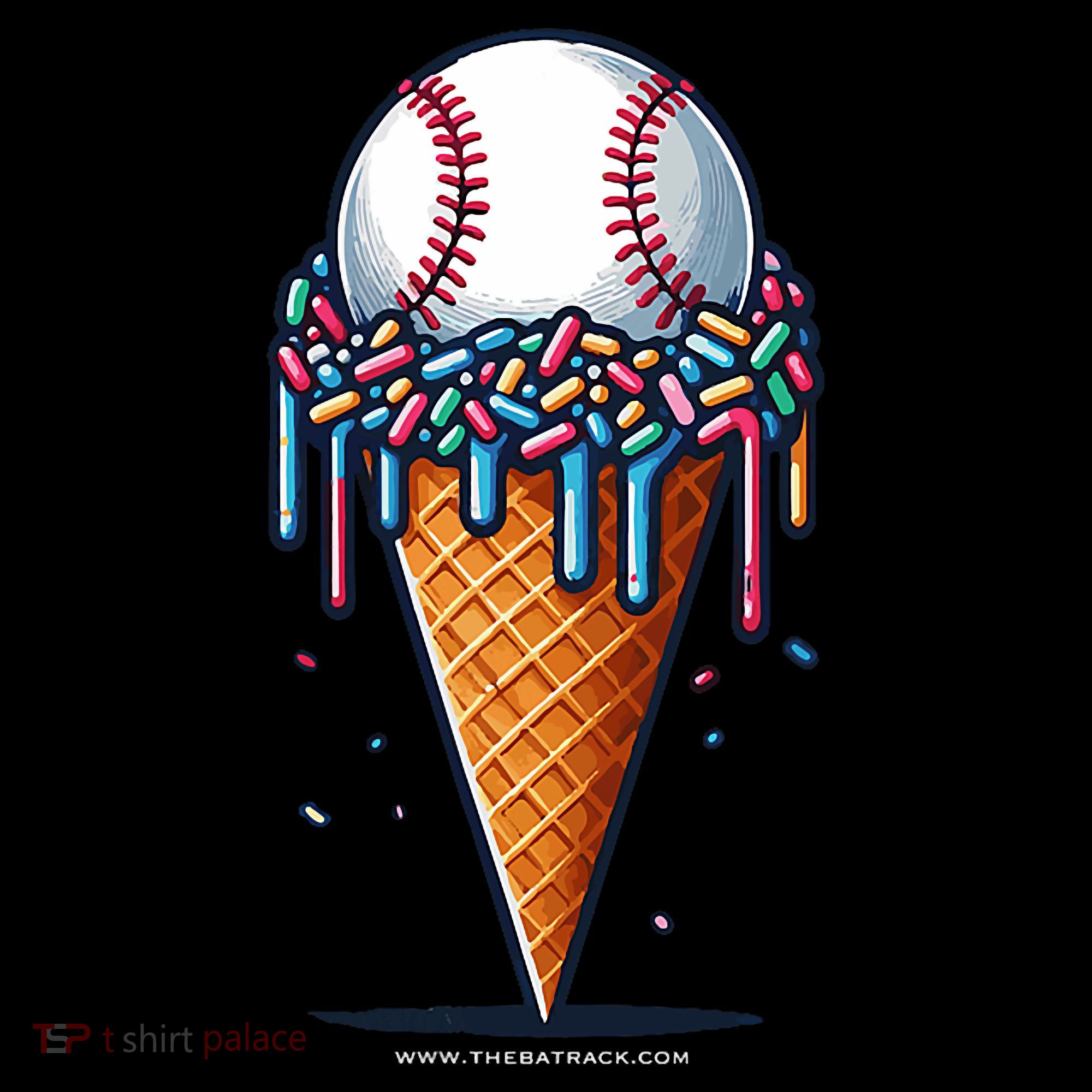 Baseball Drip Ice Cream Cone With Sprinkles Coaster