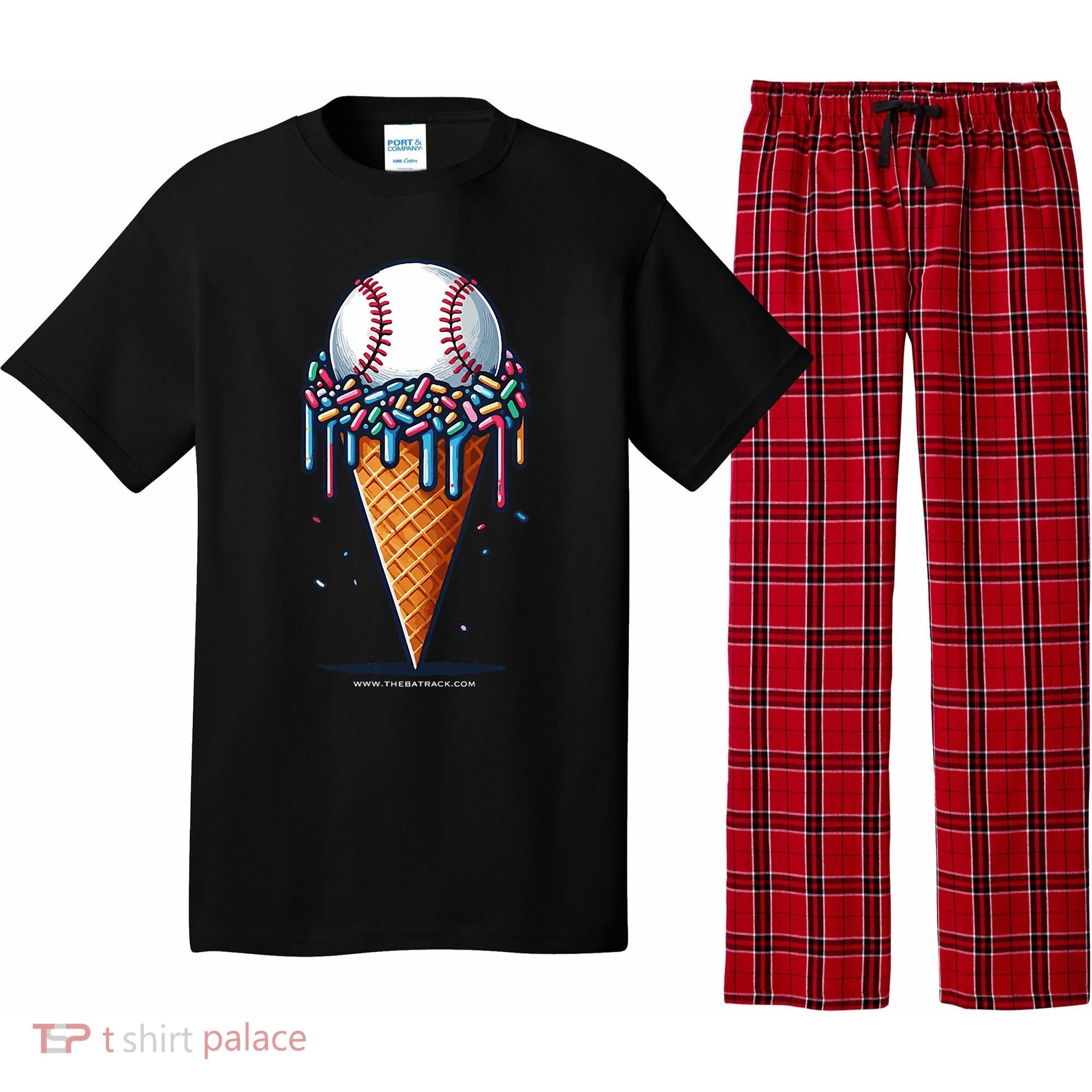 Baseball Drip Ice Cream Cone With Sprinkles Pajama Set