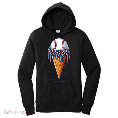 Baseball Drip Ice Cream Cone With Sprinkles Women's Hoodie