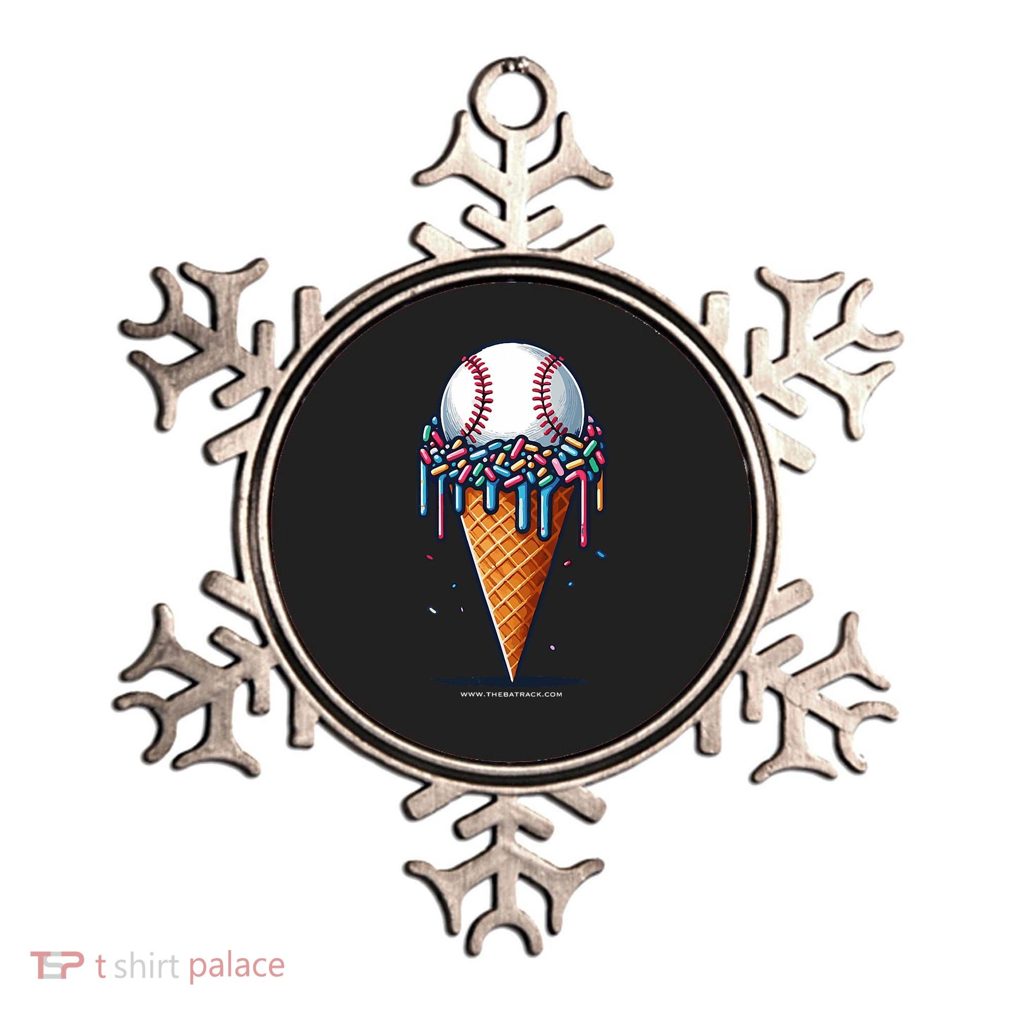 Baseball Drip Ice Cream Cone With Sprinkles Ornament
