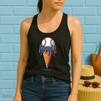 Baseball Drip Ice Cream Cone With Sprinkles Women's Tank Top thumb 2