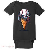 Baseball Drip Ice Cream Cone With Sprinkles Baby Bodysuit thumb 0