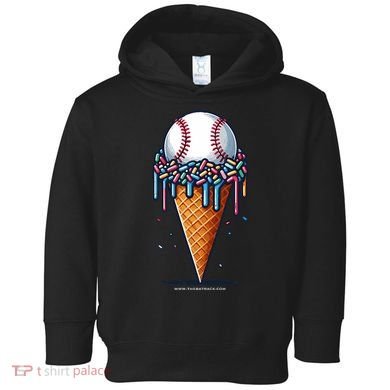 Baseball Drip Ice Cream Cone With Sprinkles Toddler Hoodie