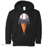 Baseball Drip Ice Cream Cone With Sprinkles Toddler Hoodie thumb 0