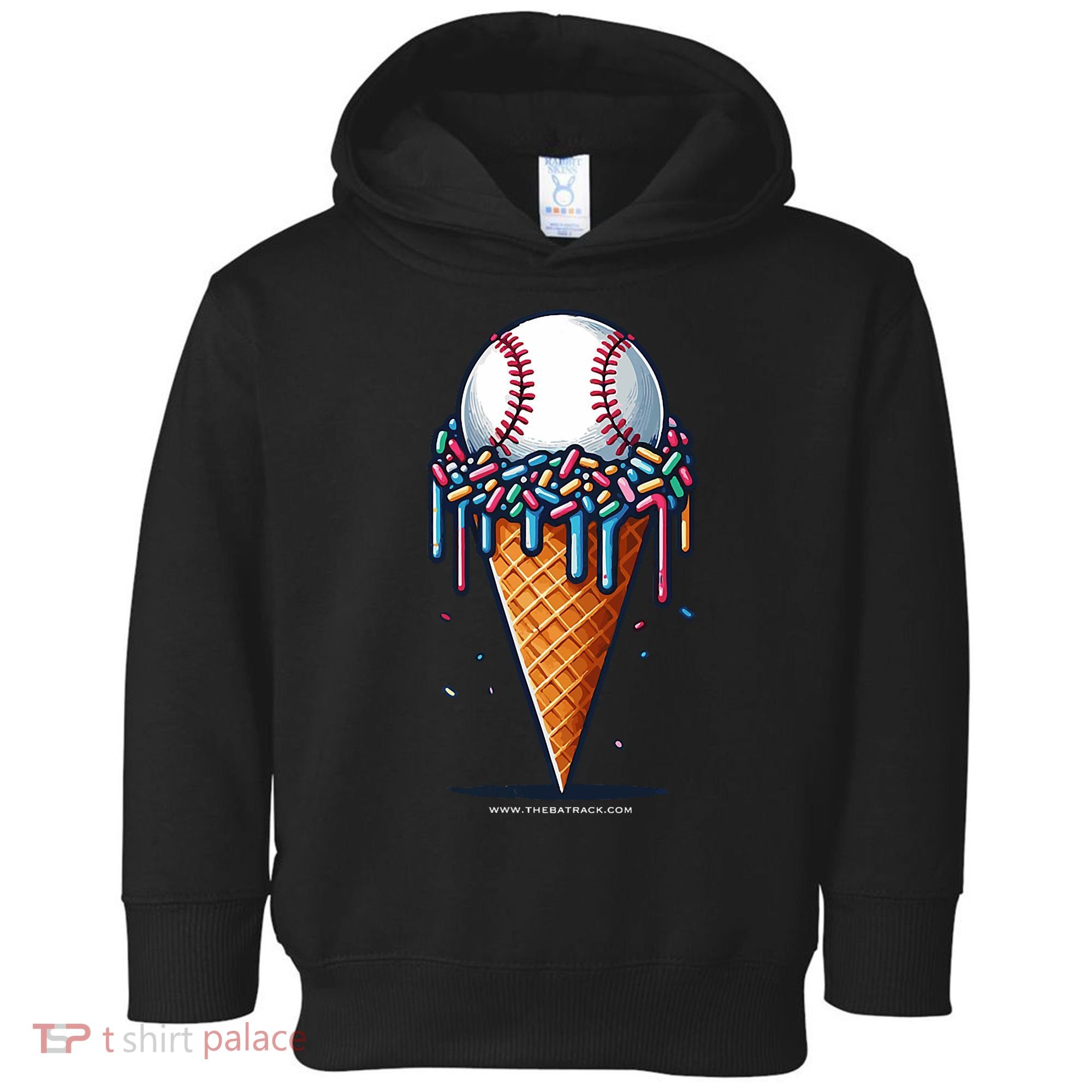 Baseball Drip Ice Cream Cone With Sprinkles Toddler Hoodie