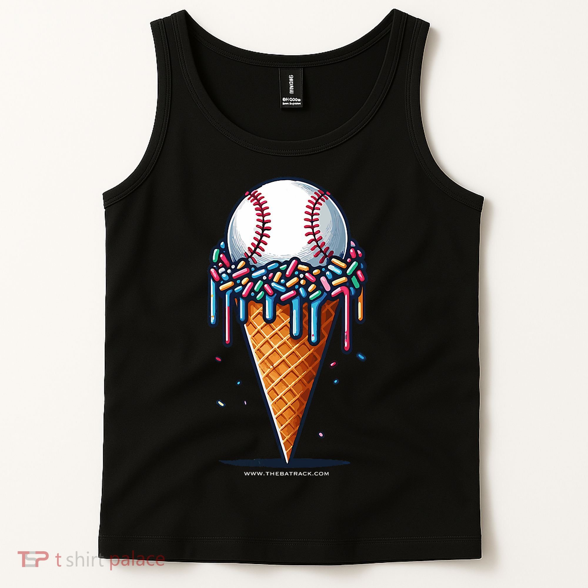 Baseball Drip Ice Cream Cone With Sprinkles Tank Top