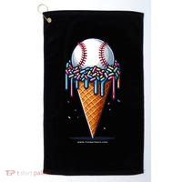 Baseball Drip Ice Cream Cone With Sprinkles Golf Towel thumb 0