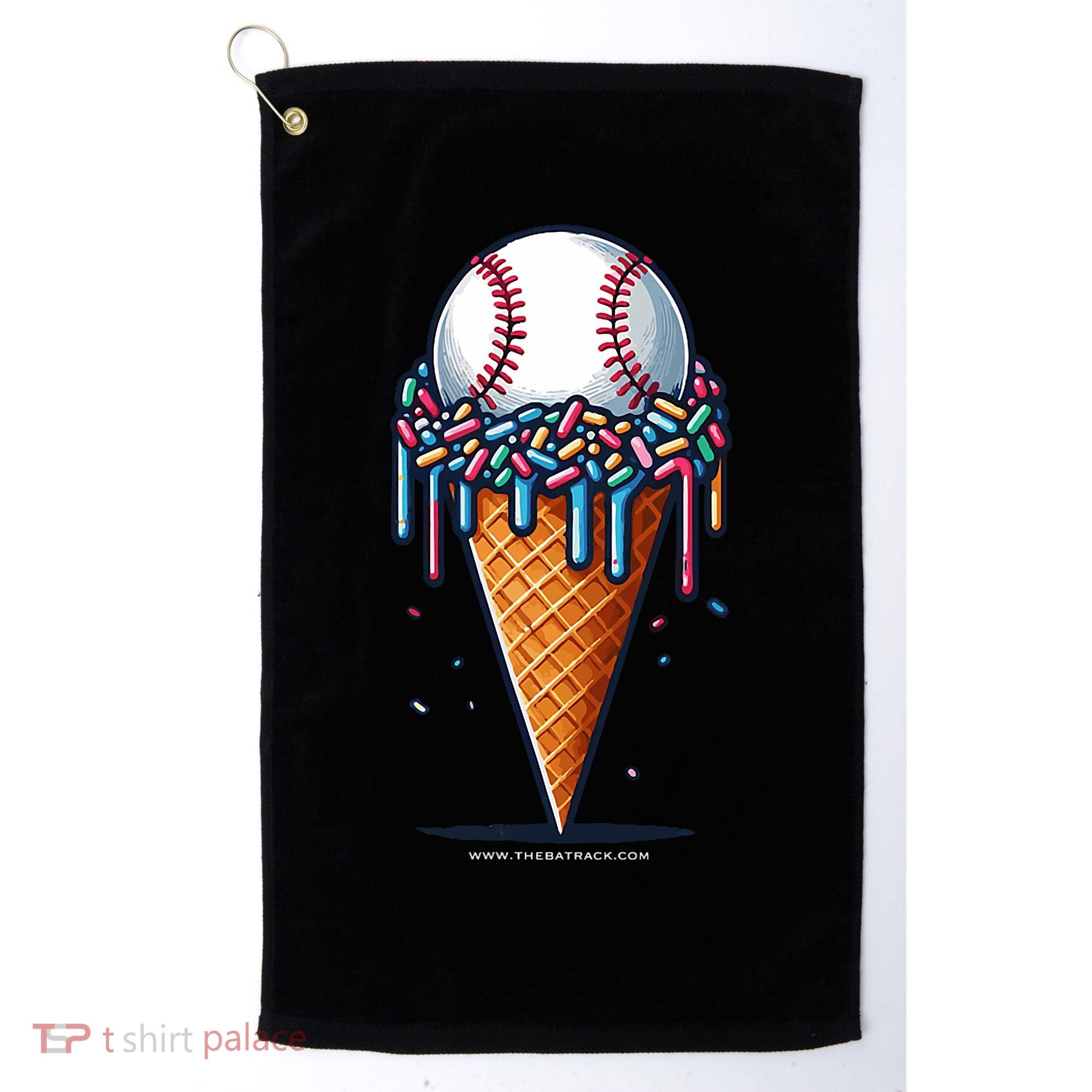 Baseball Drip Ice Cream Cone With Sprinkles Golf Towel