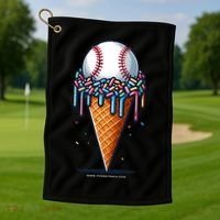 Baseball Drip Ice Cream Cone With Sprinkles Golf Towel thumb 1