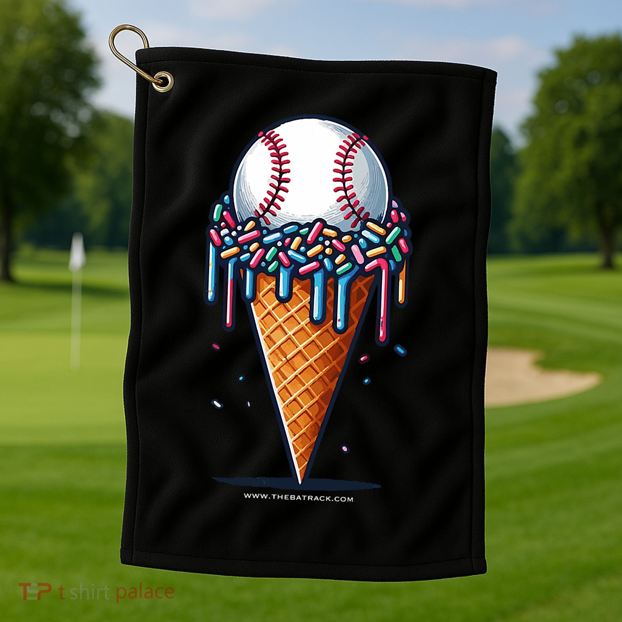 Baseball Drip Ice Cream Cone With Sprinkles Golf Towel