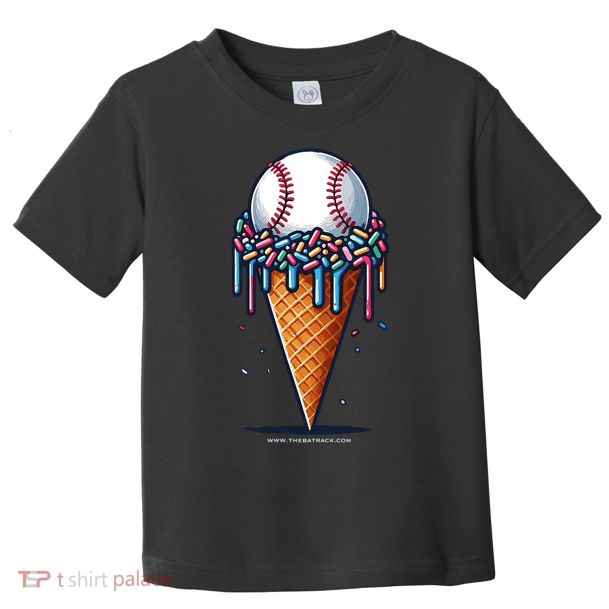 Baseball Drip Ice Cream Cone With Sprinkles Toddler T-Shirt