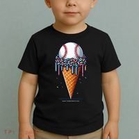 Baseball Drip Ice Cream Cone With Sprinkles Toddler T-Shirt thumb 2