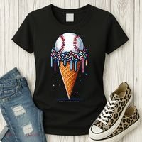 Baseball Drip Ice Cream Cone With Sprinkles Women's T-Shirt thumb 3