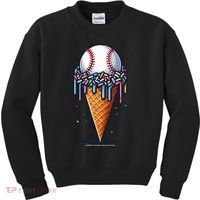 Baseball Drip Ice Cream Cone With Sprinkles Kids Sweatshirt thumb 0