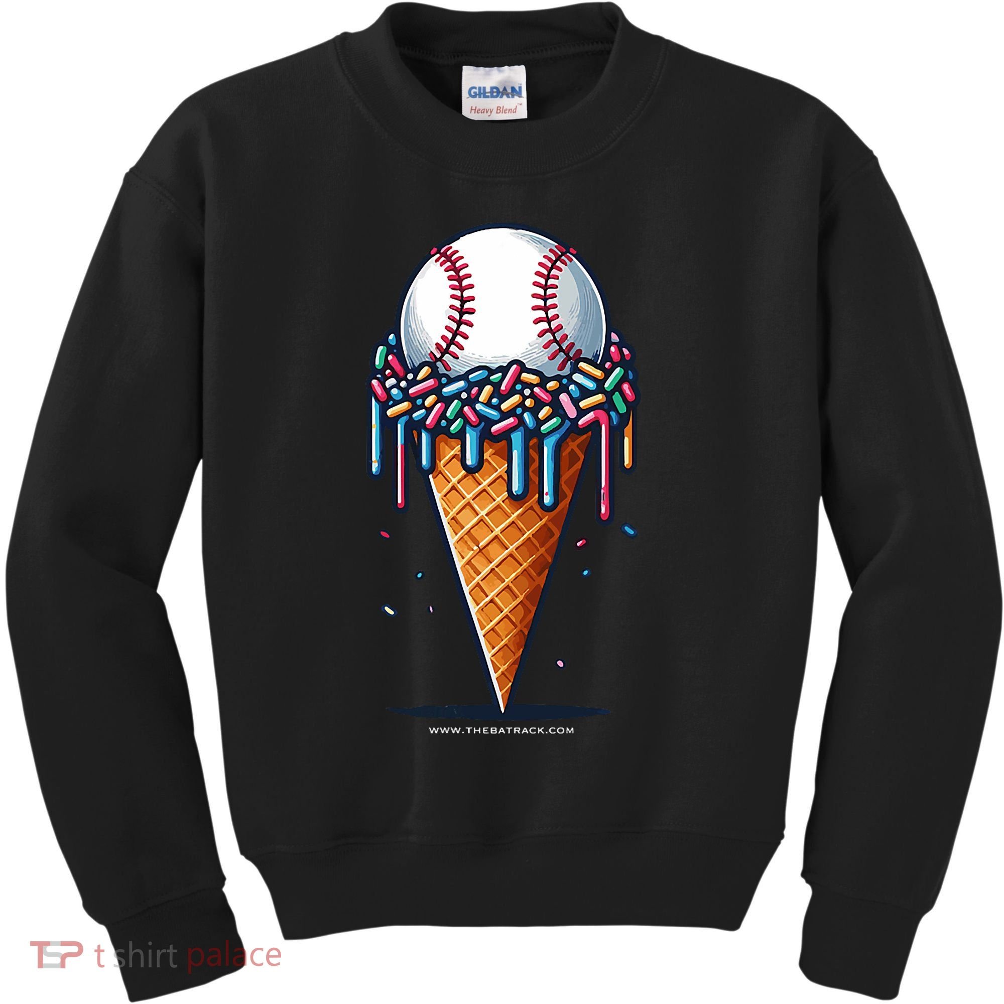 Baseball Drip Ice Cream Cone With Sprinkles Kids Sweatshirt