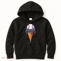 Baseball Drip Ice Cream Cone With Sprinkles Kids Hoodie thumb 0