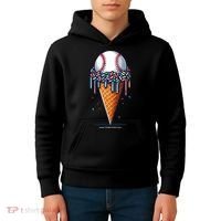 Baseball Drip Ice Cream Cone With Sprinkles Kids Hoodie thumb 4