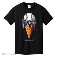 Baseball Drip Ice Cream Cone With Sprinkles Kids T-Shirt thumb 0