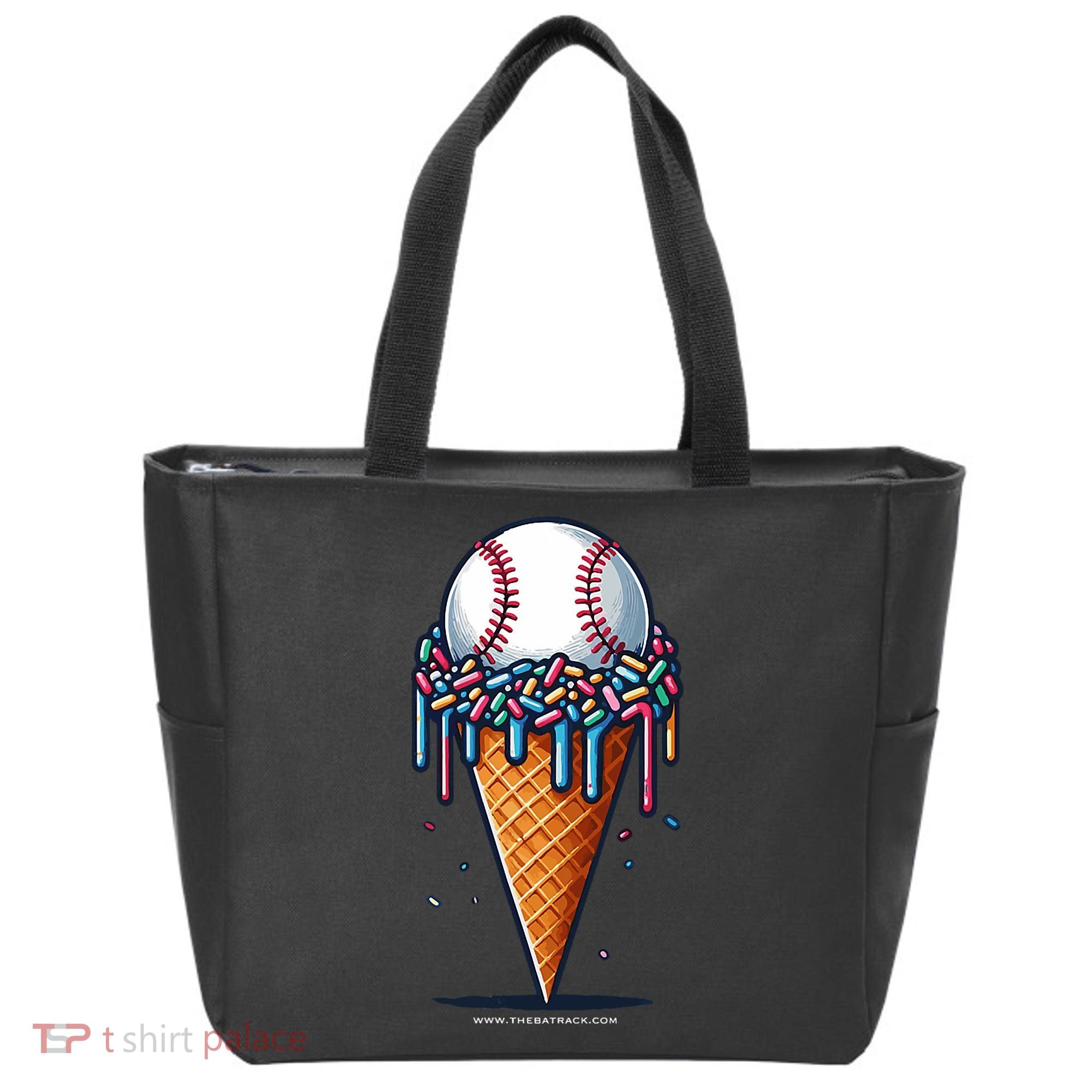 Baseball Drip Ice Cream Cone With Sprinkles Tote Bag