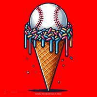 Baseball Drip Ice Cream Cone With Sprinkles Santa Hat thumb 1
