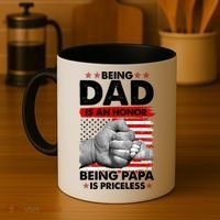 Being Dad Is An Honor Being Papa Is Priceless USA American Flag Coffee Mug thumb 4