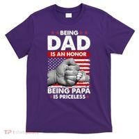Being Dad Is An Honor Being Papa Is Priceless USA American Flag T-Shirt thumb 0