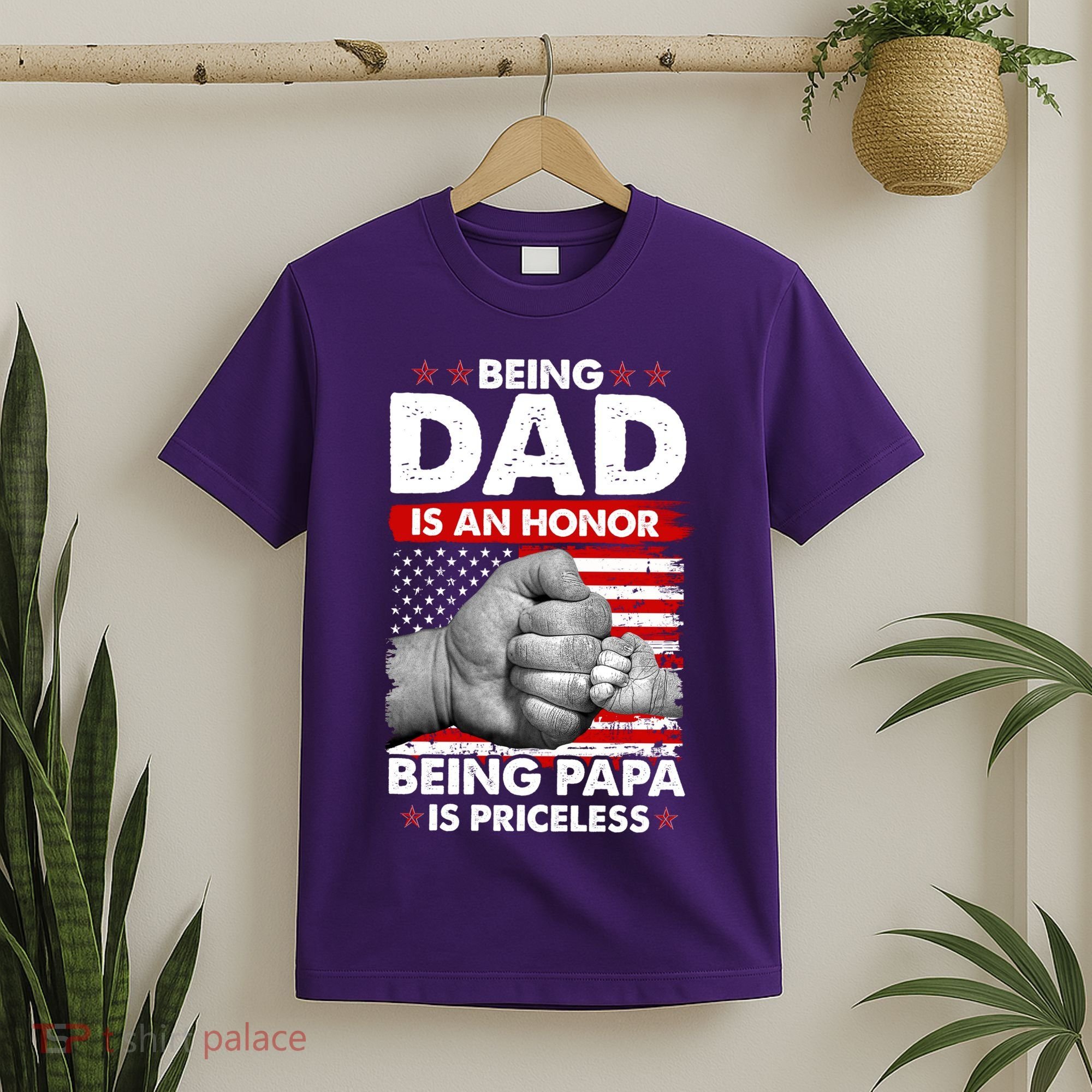 Being Dad Is An Honor Being Papa Is Priceless USA American Flag T-Shirt