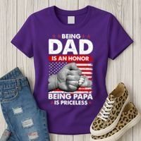 Being Dad Is An Honor Being Papa Is Priceless USA American Flag Women's T-Shirt thumb 3