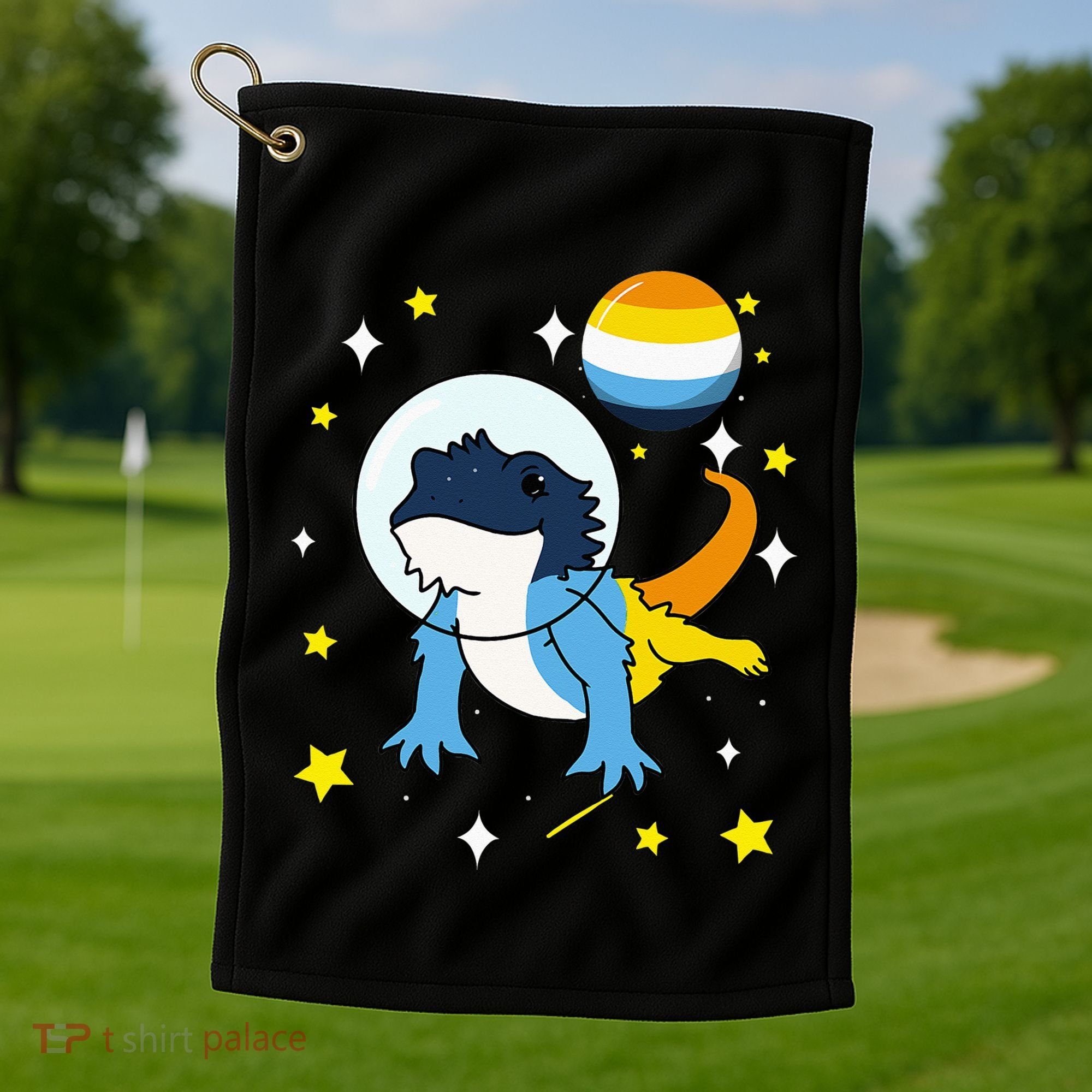 Bearded Dragon In Space Aroace Golf Towel