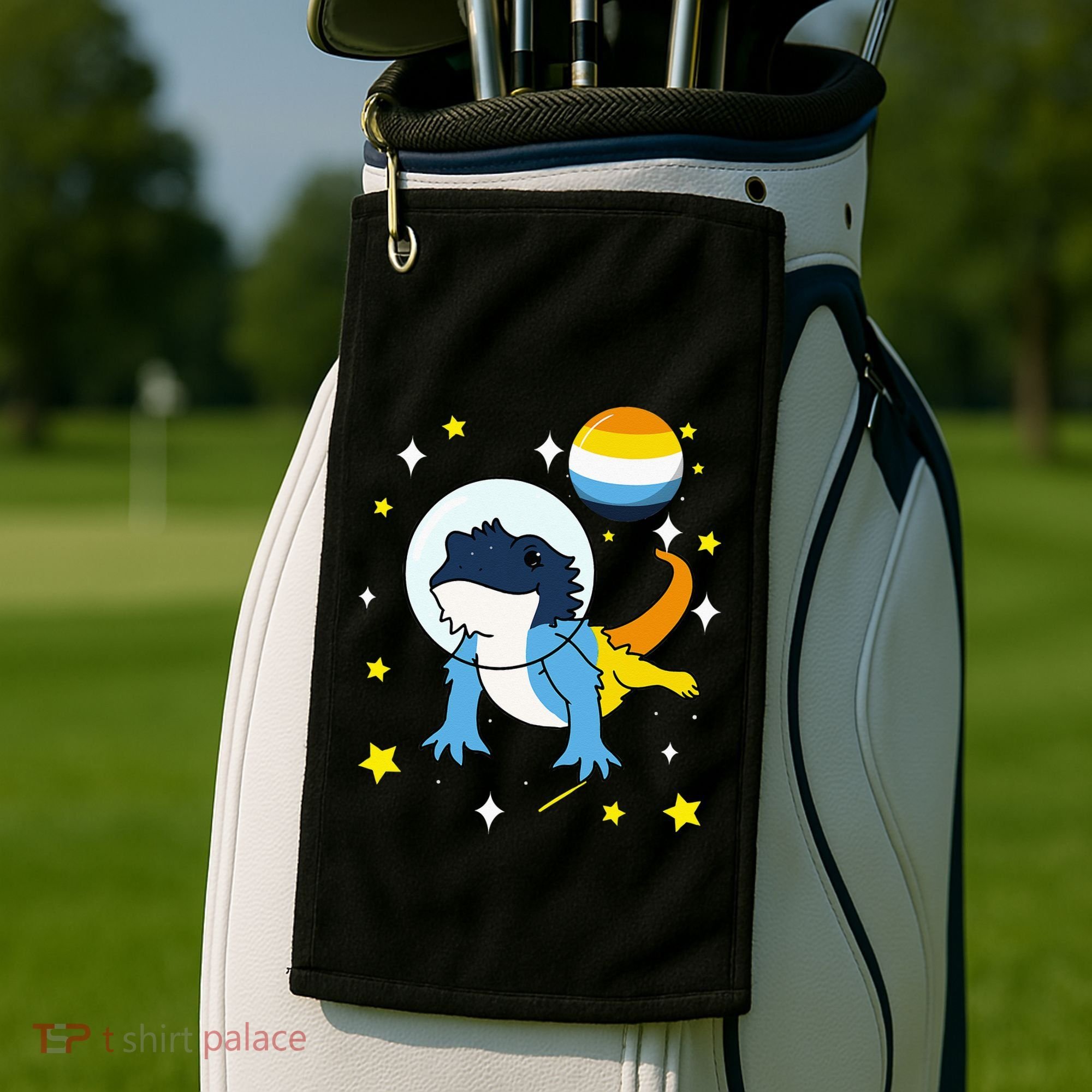 Bearded Dragon In Space Aroace Golf Towel