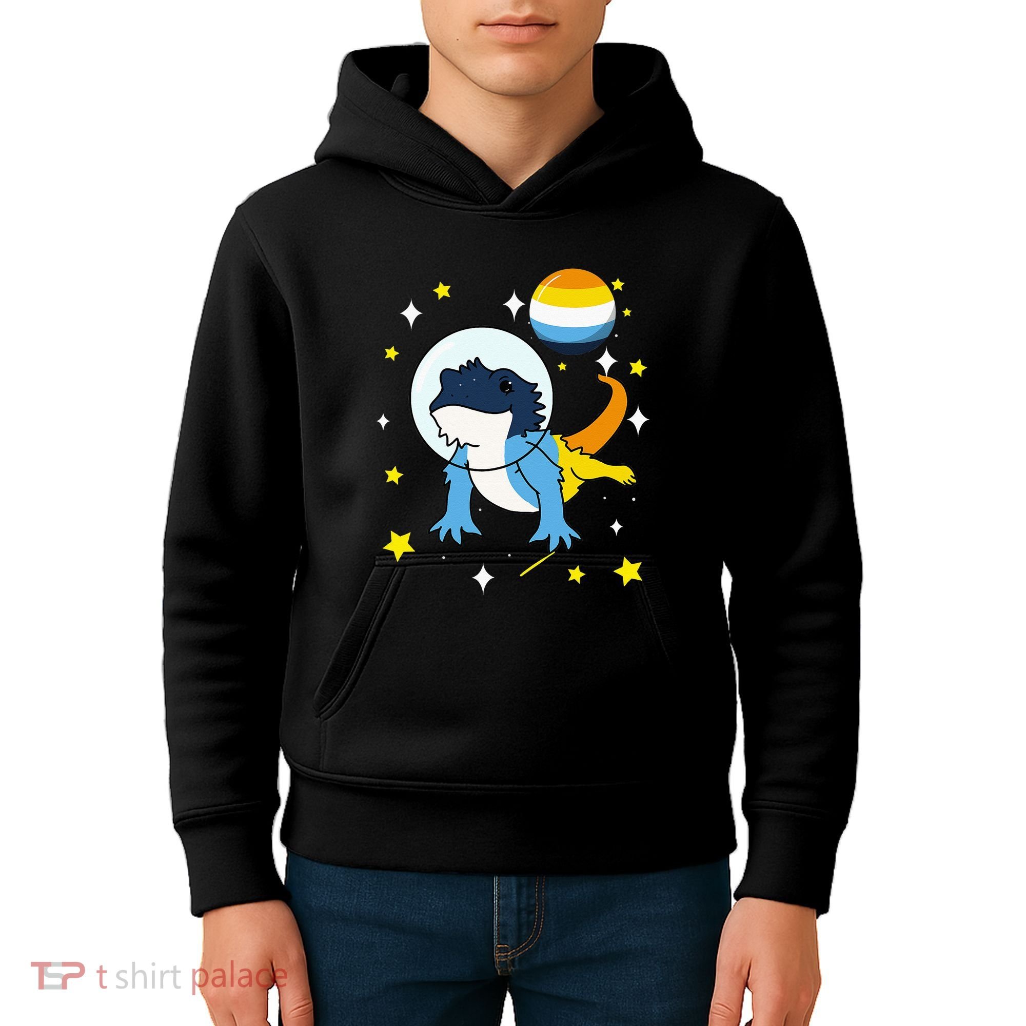 Bearded Dragon In Space Aroace Kids Hoodie