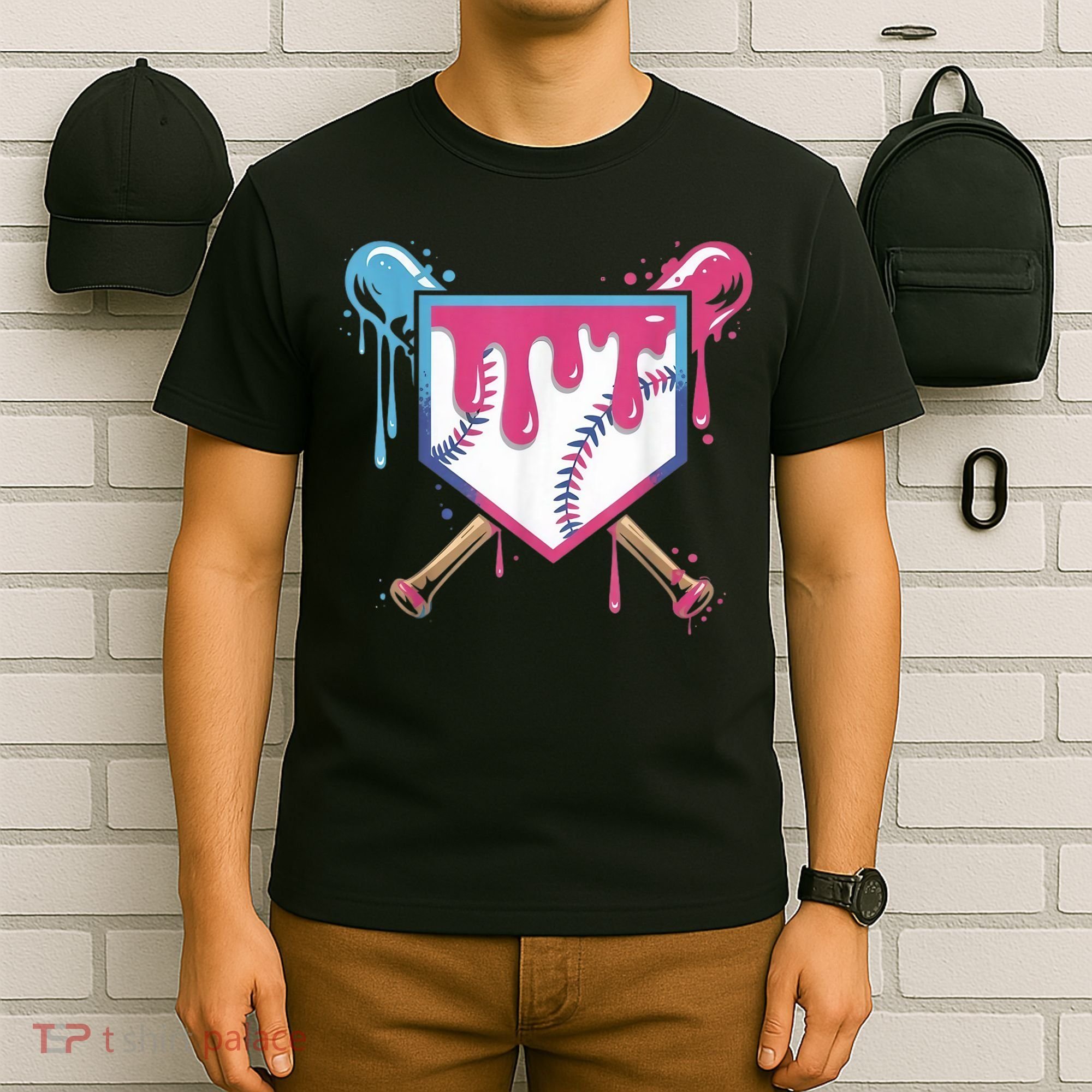 Baseball Drip  Ice Cream Drip Bo.ys Baseball T-Shirt