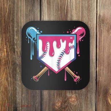 Baseball Drip  Ice Cream Drip Bo.ys Baseball Coaster