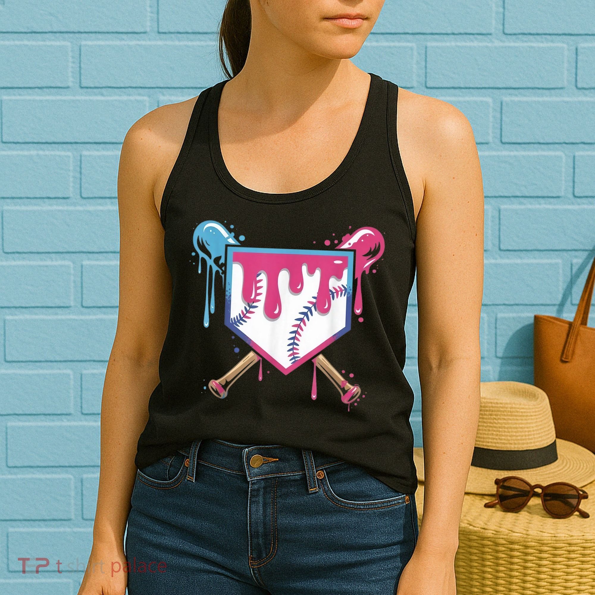 Baseball Drip  Ice Cream Drip Bo.ys Baseball Women's Tank Top