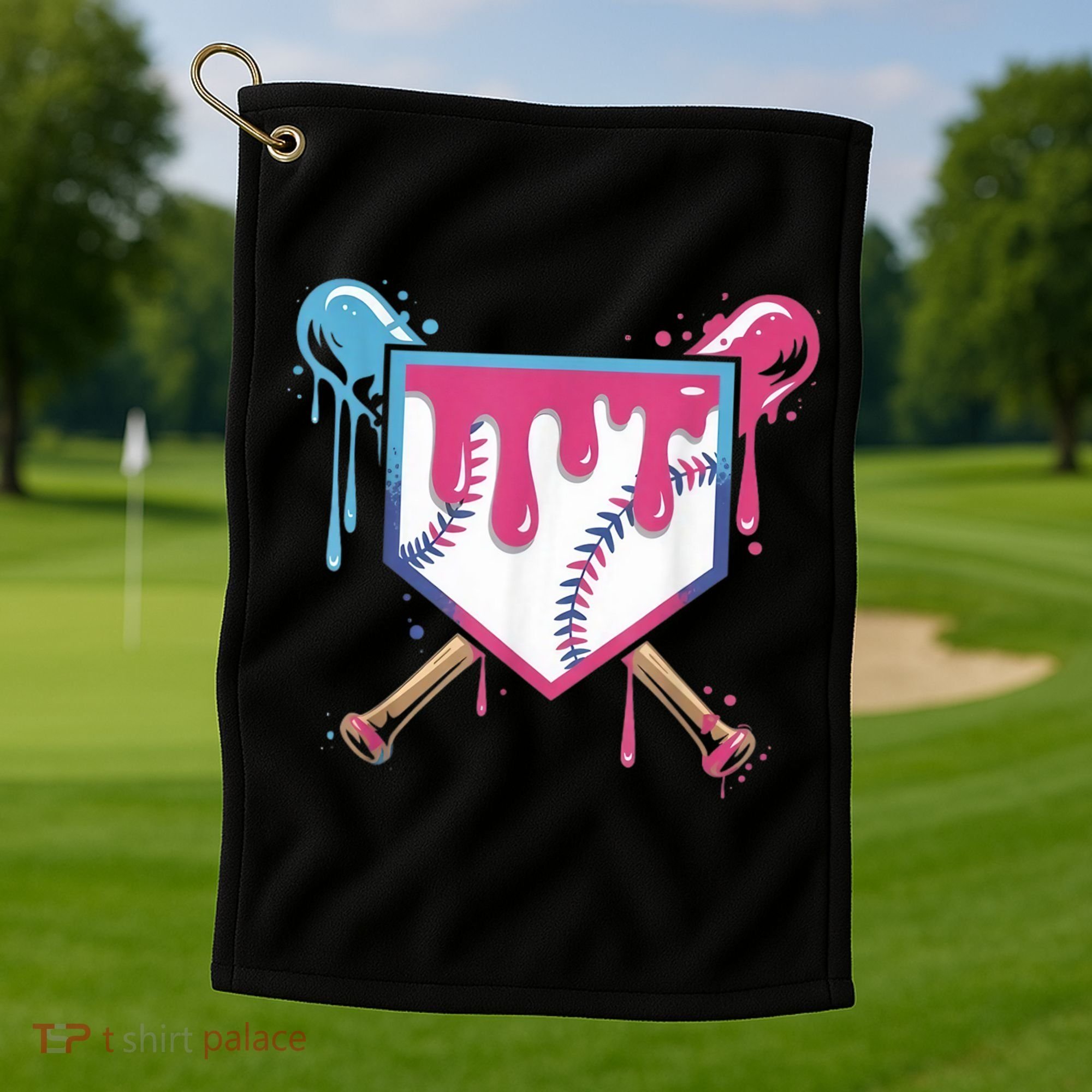 Baseball Drip  Ice Cream Drip Bo.ys Baseball Golf Towel
