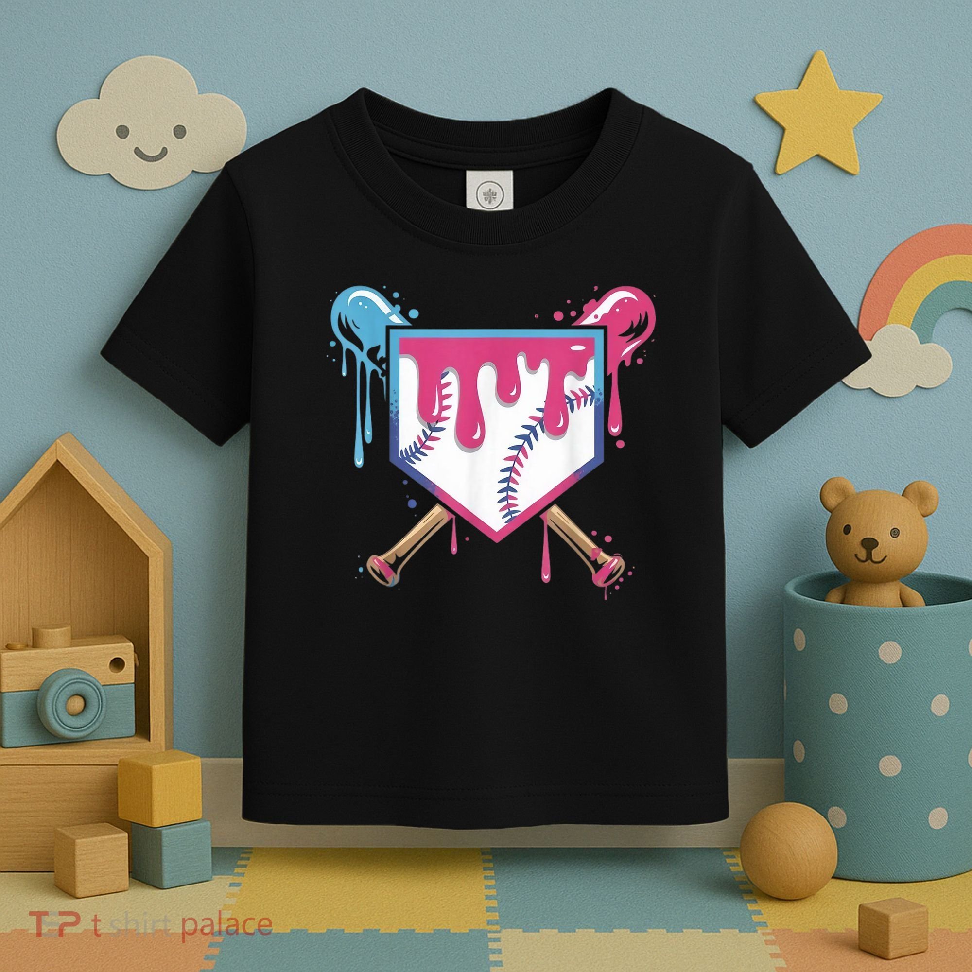 Baseball Drip  Ice Cream Drip Bo.ys Baseball Toddler T-Shirt