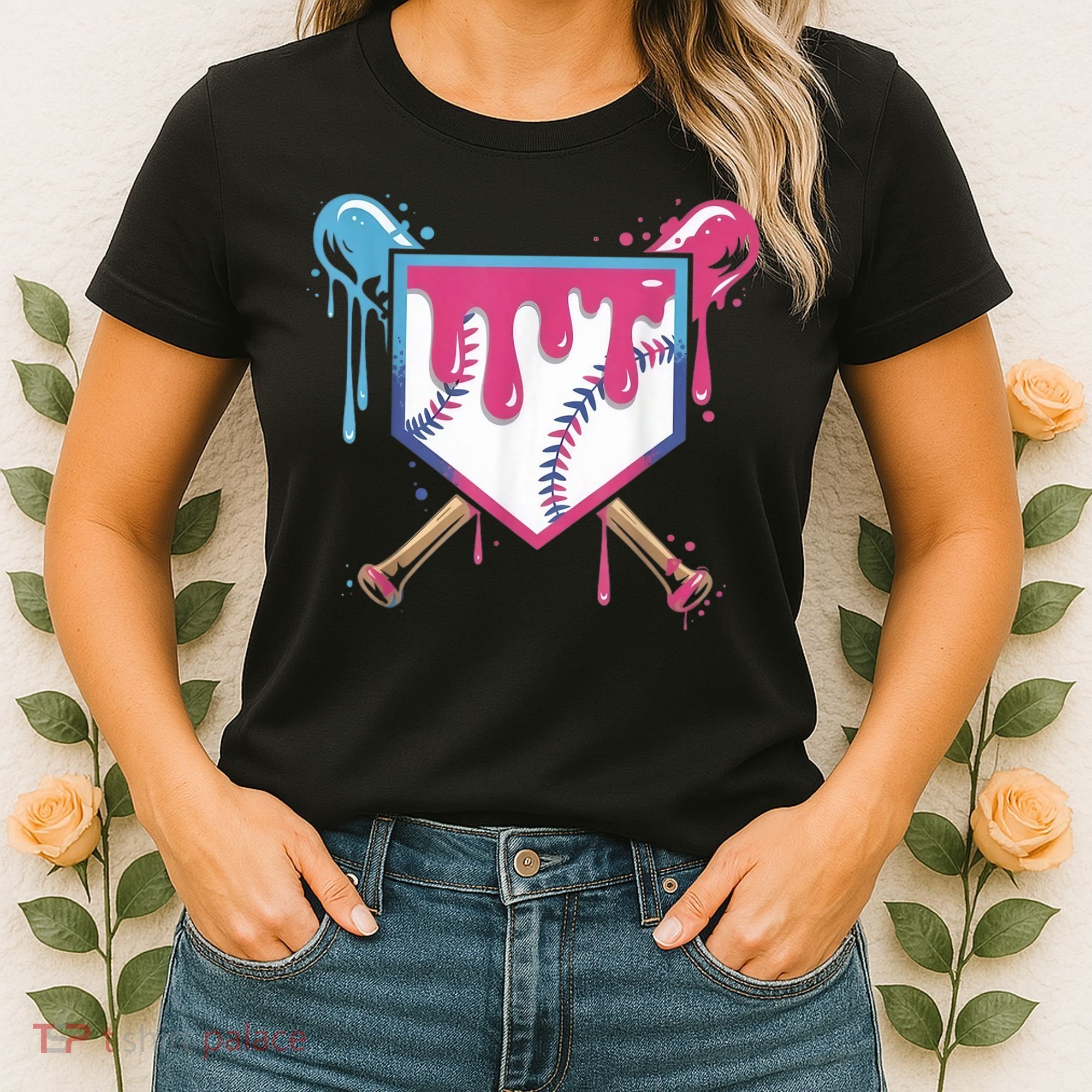 Baseball Drip  Ice Cream Drip Bo.ys Baseball Women's T-Shirt