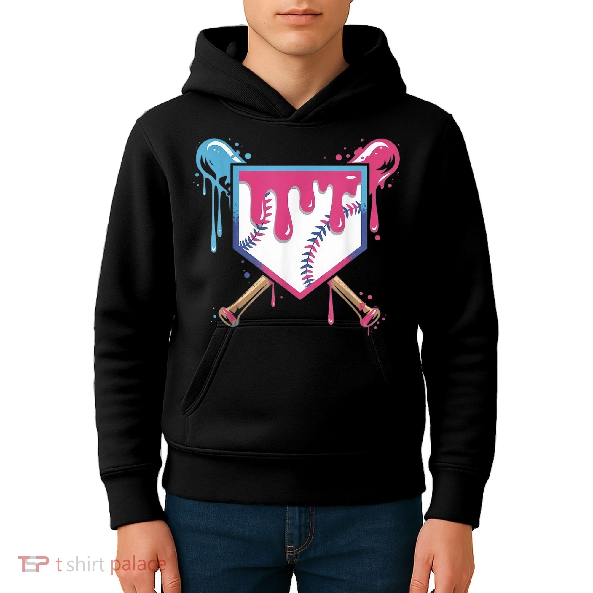 Baseball Drip  Ice Cream Drip Bo.ys Baseball Kids Hoodie